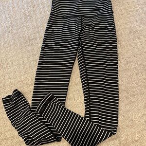 lululemon athletica Black and White Striped Leggings